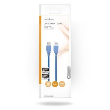 Nedis USB 3.2 Gen 1 hosszabbító kábel 3m, USB-A apa - USB-A anya, kék