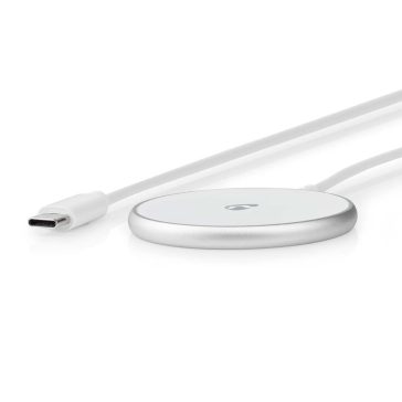   Nedis WCHAQM200SI mágneses vezeték nélküli töltő, 15 W, USB-C, 1 m kábel