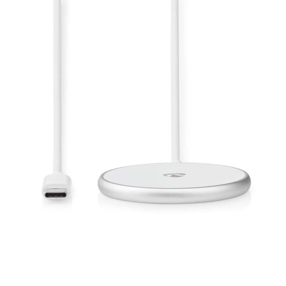Nedis WCHAQM200SI mágneses vezeték nélküli töltő, 15 W, USB-C, 1 m kábel