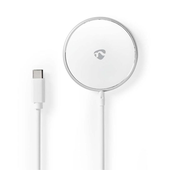 Nedis WCHAQM200SI mágneses vezeték nélküli töltő, 15 W, USB-C, 1 m kábel