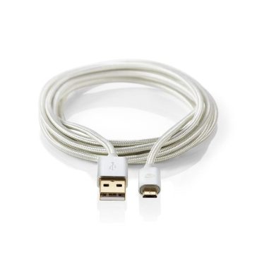 Nedis Fabritallic USB-A - Micro USB kábel 2m, aranyozott csatlakozó, fonott alumínium kivitel