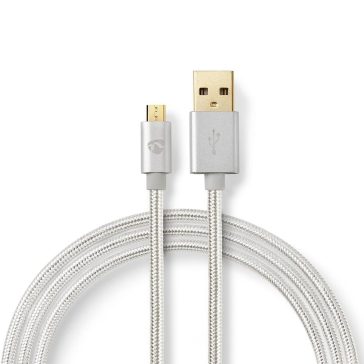 Nedis Fabritallic USB-A - Micro USB kábel 2m, aranyozott csatlakozó, fonott alumínium kivitel