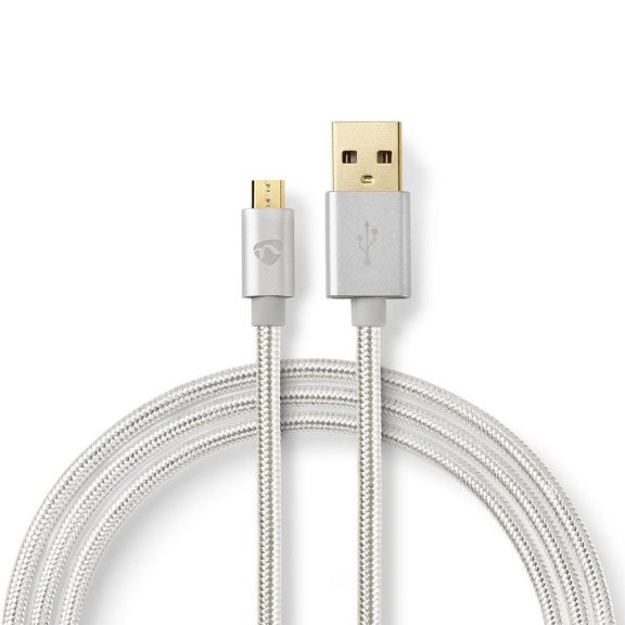 Nedis Fabritallic USB-A - Micro USB kábel 2m, aranyozott csatlakozó, fonott alumínium kivitel