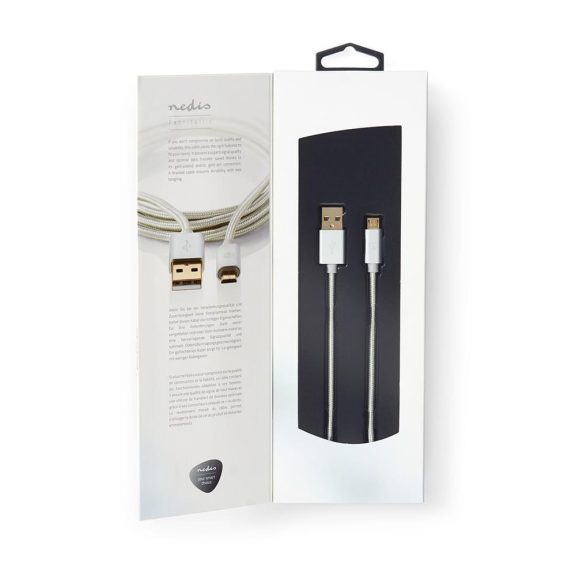 Nedis Fabritallic USB-A - Micro USB kábel 2m, aranyozott csatlakozó, fonott alumínium kivitel