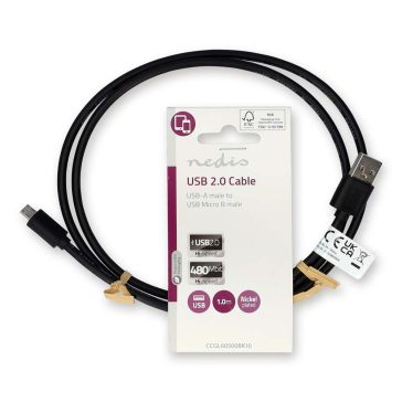 Nedis USB 2.0 A–Micro-B kábel 1m, fekete