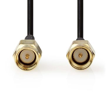 Nedis SMA antenna kábel 1m, SMA apa - SMA apa, aranyozott, fekete