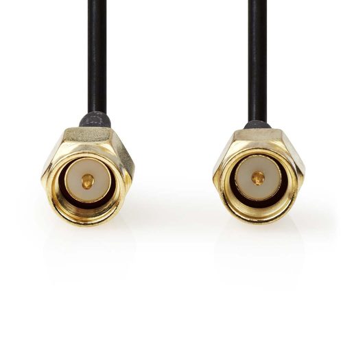 Nedis SMA antenna kábel 1m, SMA apa - SMA apa, aranyozott, fekete