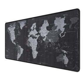 Gamer egérpad 90×40 cm világtérkép mintával, fekete-szürke