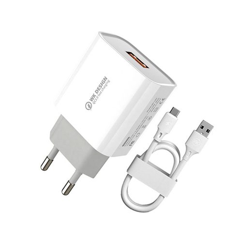 Wekome WP-U57 USB töltő + Lightning USB kábel 18W, fehér