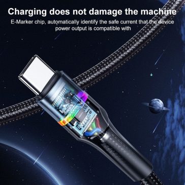   Usams U76 USB Type-C PD adat- és töltőkábel 100W, fekete, 1.2m