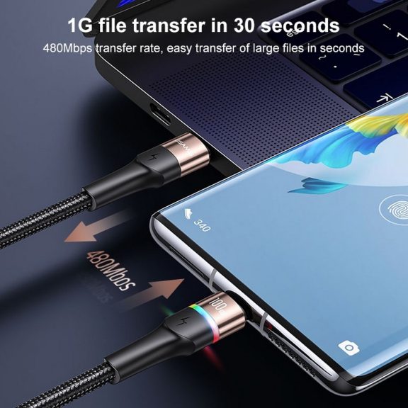 Usams U76 USB Type-C PD adat- és töltőkábel 100W, fekete, 1.2m