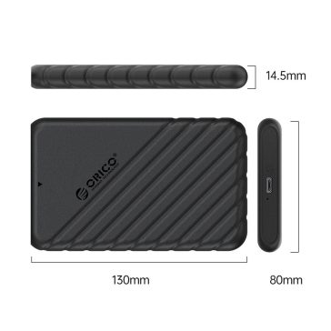   Orico 25PW1-C3 külső ház, 2.5", USB Type-C, SATA3, fekete