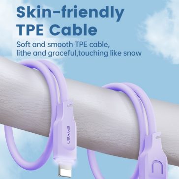   Usams US-SJ566 20W USB Type-C - 8 tűs kábel 1.2m LED, fekete