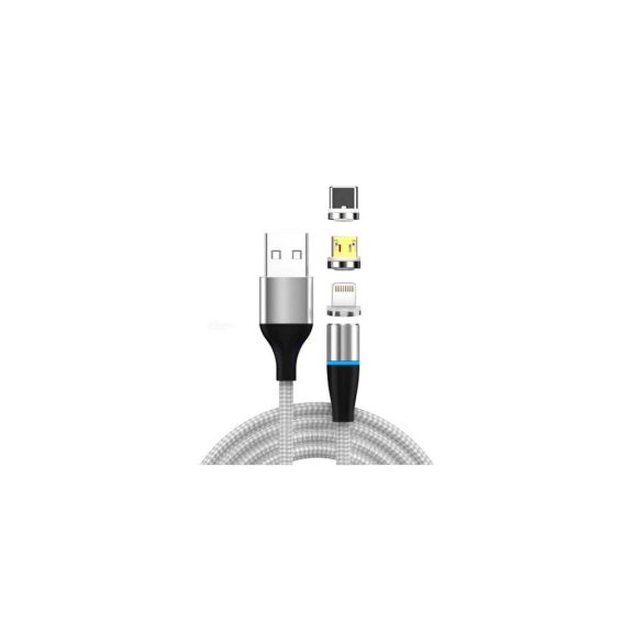 WPOWER 18W 3 az 1-ben mágneses USB kábel 2.0m, ezüst