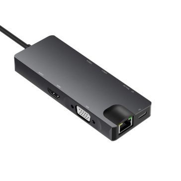 WPOWER Type-C - 4K HDMI, VGA, Gigabit LAN, Type-C, 2xUSB3.0, kártyaolvasó dokkoló