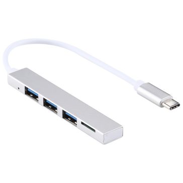 T88 Type-C - 3xUSB3.0 USB HUB + kártyaolvasó, ezüst