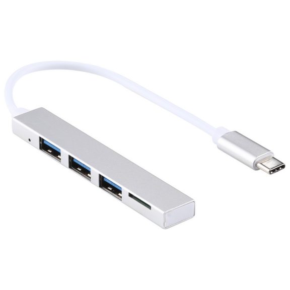 T88 Type-C - 3xUSB3.0 USB HUB + kártyaolvasó, ezüst