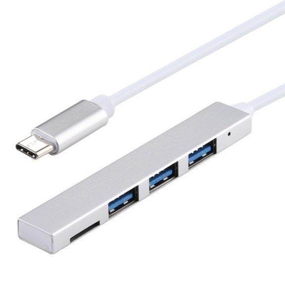 T88 Type-C - 3xUSB3.0 USB HUB + kártyaolvasó, ezüst