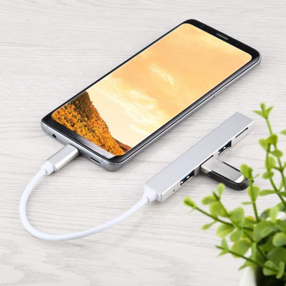T88 Type-C - 3xUSB3.0 USB HUB + kártyaolvasó, ezüst