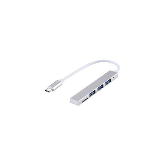T88 Type-C - 3xUSB3.0 USB HUB + kártyaolvasó, ezüst