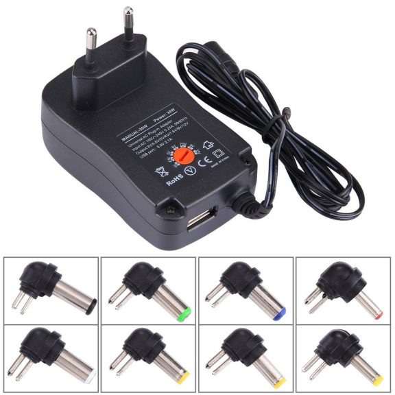 Univerzális hálózati adapter 3-12V 2.5A, USB kimenettel