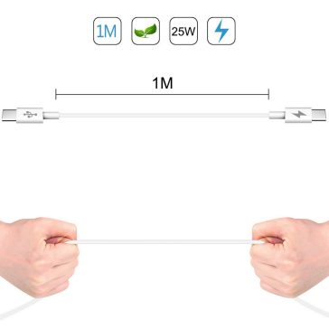 Haweel USB-A -  Type-C adat- és töltőkábel 25W, fehér, 1.0m