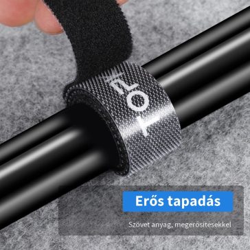 Topk tépőzáras kábelrendező 4x1.0m, fekete