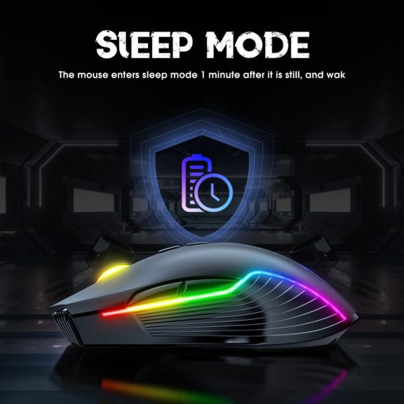 Onikuma CW905S gamer egér, vezeték nélküli, RGB világítás, 3600 DPI, fekete