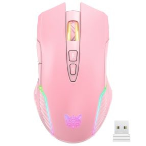   Onikuma CW905S gamer egér, vezeték nélküli, RGB világítás, 3600 DPI, rózsaszín