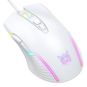   Onikuma CW905 gamer egér, vezetékes, RGB világítás, 6400 DPI, fehér