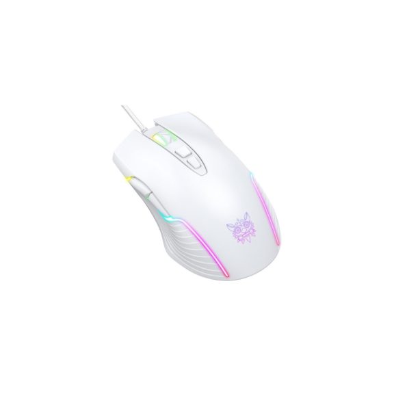 Onikuma CW905 gamer egér, vezetékes, RGB világítás, 6400 DPI, fehér