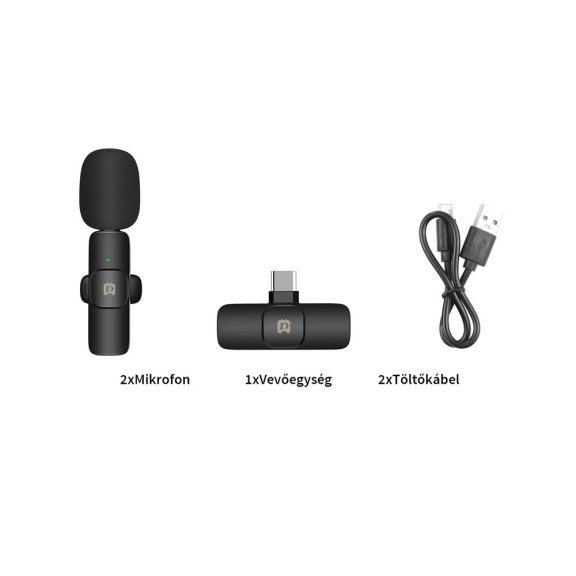 Puluz PU3151B dupla mikrofon, USB Type-C vevőegységgel, csíptetős
