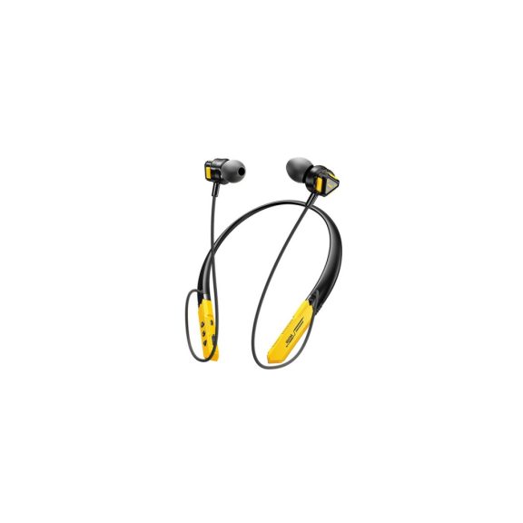 Wekome VC02 nyakpántos sport fülhallgató fekete-sárga színben, Bluetooth 5.2 kapcsolattal és gyors töltéssel
