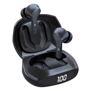 Onikuma T33 TWS Bluetooth 5.3 gamer fülhallgató fekete színben, LED kijelzővel és töltőtokkal