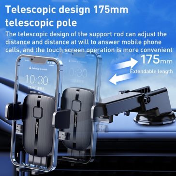   Wekome WA-S55 autós telefontartó, teleszkópos, tapadókorongos, 360° forgatható, fekete