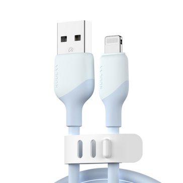 Kuulaa KL-X58 MFi Lightning kábel – 2 m, világoskék színű szilikon kábel