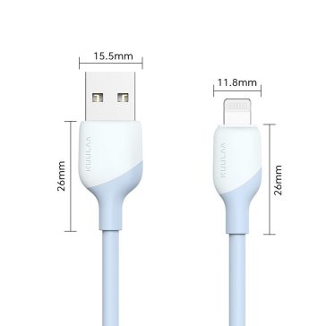 Kuulaa KL-X58 MFi Lightning kábel – 2 m, világoskék színű szilikon kábel
