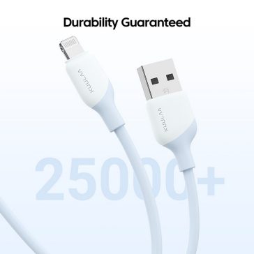 Kuulaa KL-X58 MFi Lightning kábel – 2 m, világoskék színű szilikon kábel