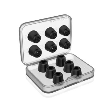 New Bee memóriahabos fülilleszték (gumiharang) – 6 pár, fekete, cserebetét in-ear fülhallgatóhoz