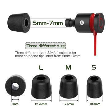 New Bee memóriahabos fülilleszték (gumiharang) – 6 pár, fekete, cserebetét in-ear fülhallgatóhoz
