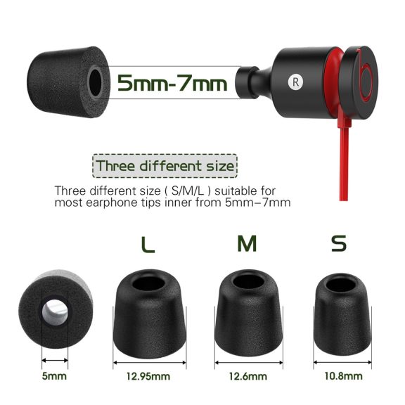 New Bee memóriahabos fülilleszték (gumiharang) – 6 pár, fekete, cserebetét in-ear fülhallgatóhoz