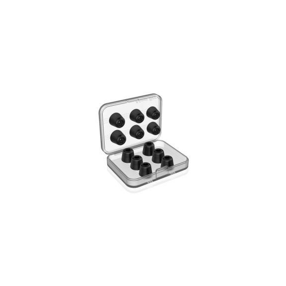 New Bee memóriahabos fülilleszték (gumiharang) – 6 pár, fekete, cserebetét in-ear fülhallgatóhoz