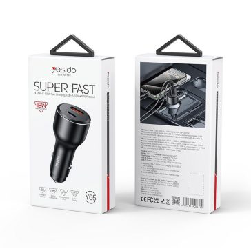 Yesido Y65 autós gyorstöltő – 118W PD 100W + QC 18W, alumínium ház