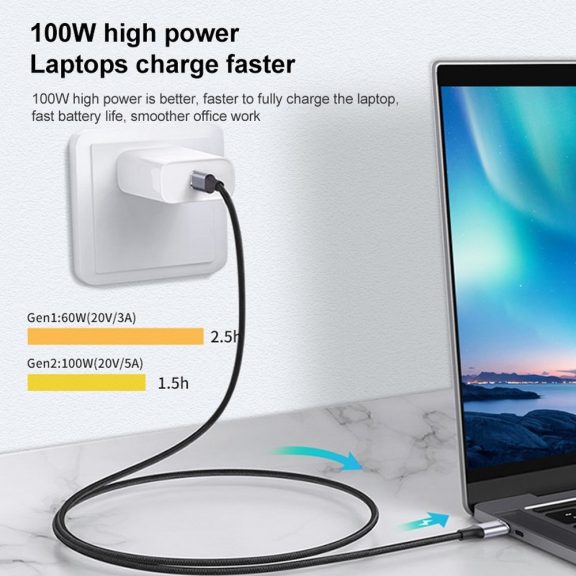 USB Type-C kábel 1.5 m – 100W PD, USB 3.1 Gen 2, 10 Gbps, fekete