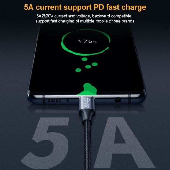 USB Type-C kábel 1.5 m – 100W PD, USB 3.1 Gen 2, 10 Gbps, fekete
