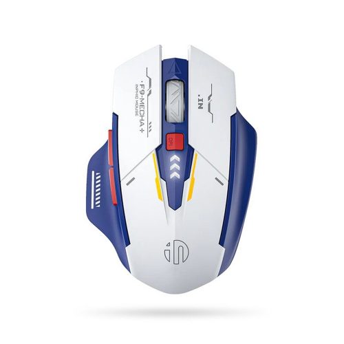 Inphic F9 Mecha vezeték nélküli Irodai/Gamer egér, 6 gomb, 2400DPI, USB-C, fehér