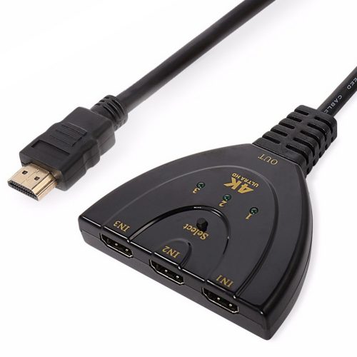 3 az 1-ben HDMI váltó adapter – 4K UHD, mechanikus átkapcsolás