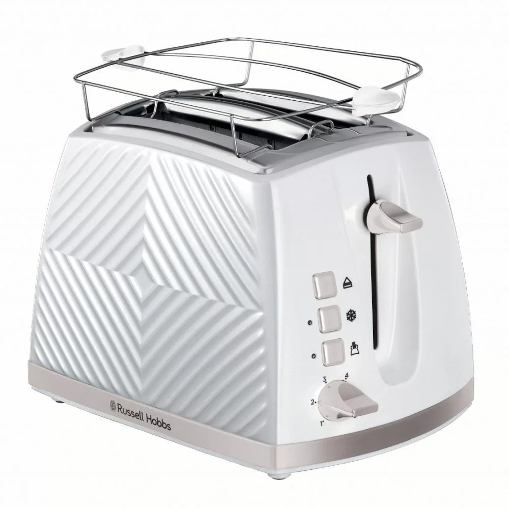 Russell Hobbs Groove kenyérpirító, 2 szeletes, széles nyílás, 6 pirítási fokozat, fehér - 26391-56