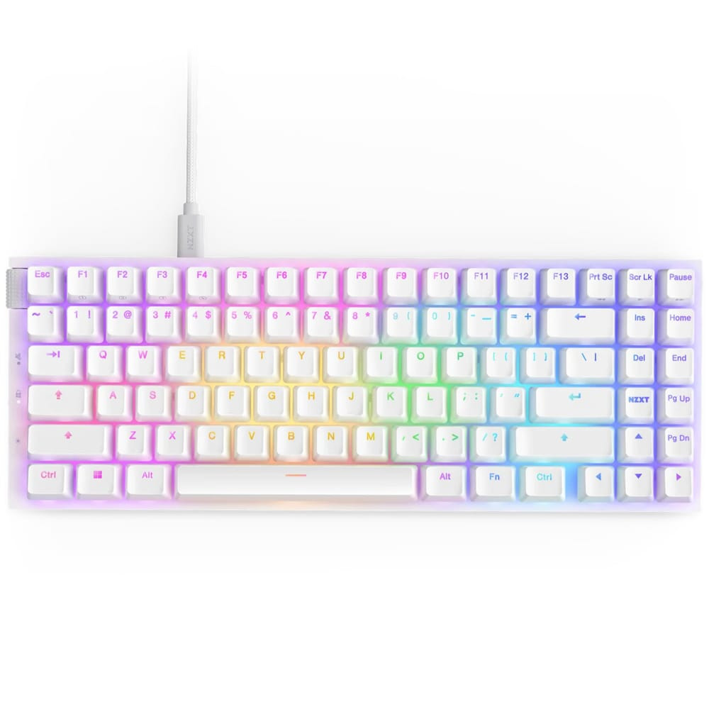 NZXT Function 2 MiniTKL vezetékes kompakt optikai gaming billentyűzet, fehér, UK kiosztás - KB-002NW-UK