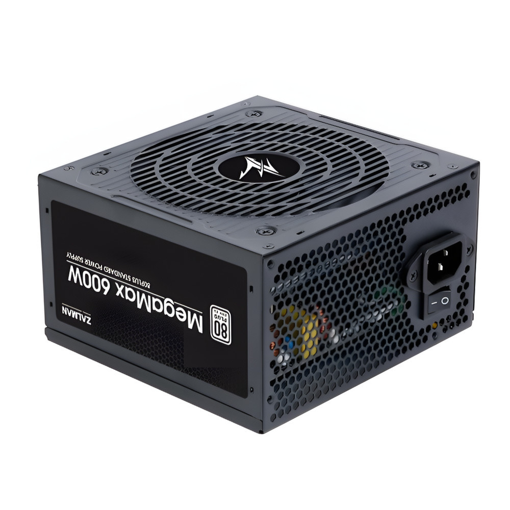 Zalman MegaMax 600W tápegység, 80 PLUS 230V EU, aktív PFC, 120 mm HDB, fekete - ZM600-TXII